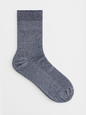 Glitter Rib Knit Ankle Socks