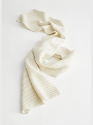 Cashmere Ribbed Knit Scarf