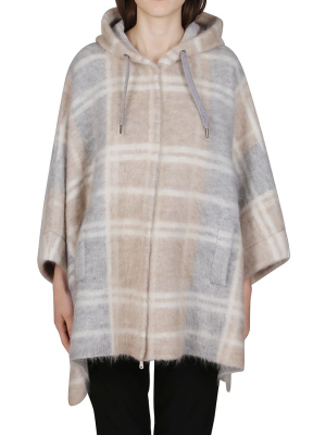 Brunello Cucinelli Checked Drawstring Hoodie