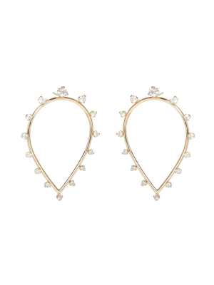 14k Medium Teardrop Earrings With Prong Set Diamonds