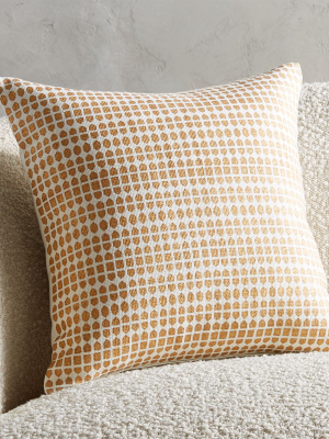 16" Pentagrid Block Print Gold Pillow