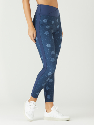 Crossover Legging: Navy Succulent Print