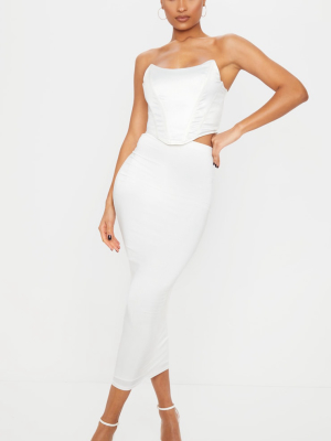 White Second Skin Slinky Midaxi Skirt