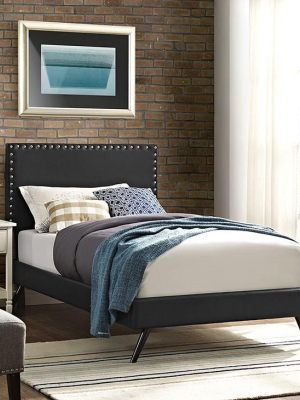 Lyka Twin Vinyl Platform Bed With Round Splayed Legs