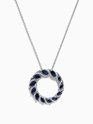 Effy Royale Bleu 14k White Gold Sapphire And Diamond Pendant, 2.14 Tcw