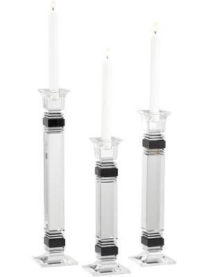 Dahlia Studios Black Crystal Taper Candle Holder Set Of 3