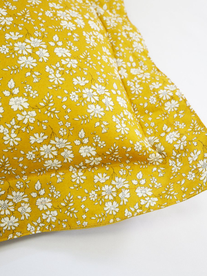 Oblong Bolster Cushion Made With Liberty Fabric Capel Mustard & Ginger Linen