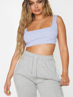 Grey Structured Rib Square Neck Crop Top