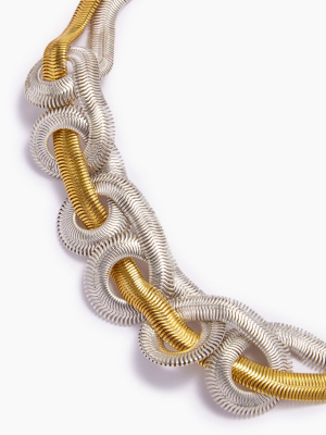 Sekai Knotted Fishtail Collar Necklace - Gold & Silver