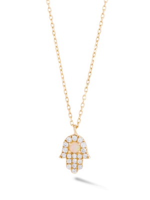 Opal And Diamond Hamsa Necklace