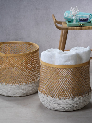 Andes Set Of 2 Bamboo & Raffia Baskets