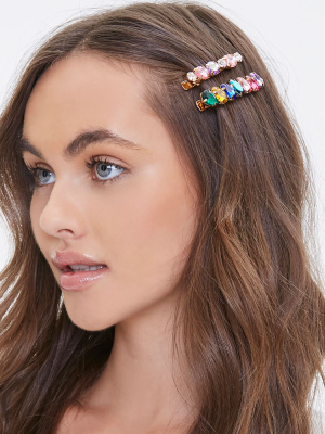 Faux Gem Hair Clip Set