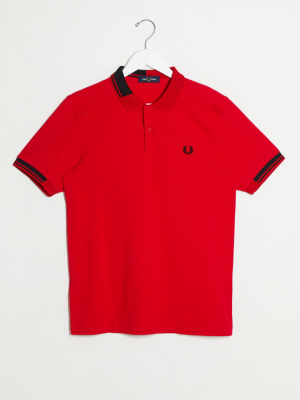 Fred Perry Abstract Tipped Polo In Red