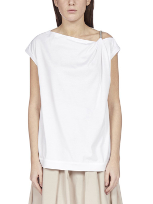 Brunello Cucinelli Gathered Short-sleeve Top