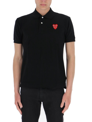 Comme Des Garçons Play Double Logo Patch Polo Shirt