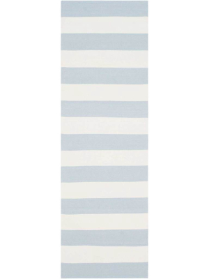 Montauk Stripe Sky Blue/ivory Runner Rug