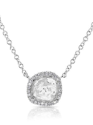 14kt White Gold Diamond Slice Necklace