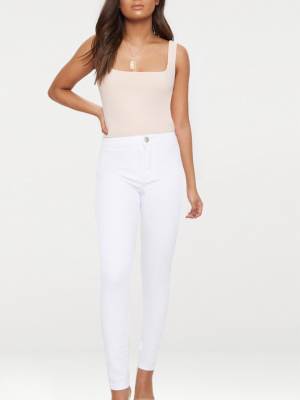 Petite White High Rise Skinny Jeans