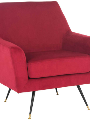 Nyla Velvet Retro Mid Century Accent Chair Maroon