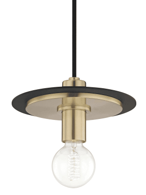 Milo 1 Light Small Pendant - Aged Brass/black