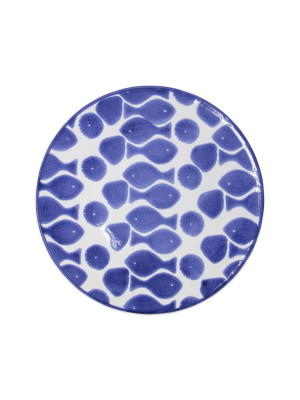 Vietri Viva Santorini Fish Dinner Plate - Blue & White