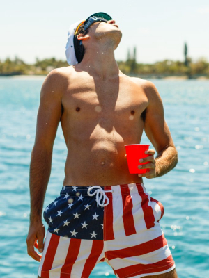 The Reagans | Men's American Flag Patch Swim Trunks