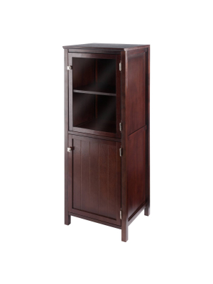 Brooke Cupboard 1 Glass Door And Cabinet Walnut - Winsome