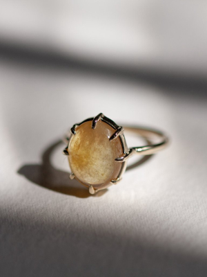 Yellow Sapphire Cabochon Ring Vertical