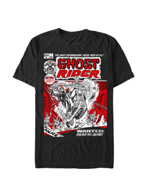 Men's Marvel Ghost Rider Comic Book Cover Print T-shirt