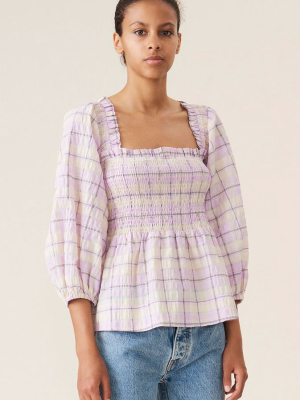 Ganni Smock Top Orchid Bloom