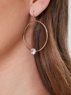 Drop-hoop Rhinestone Earrings