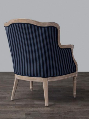 Cael Black And Grey Striped Traditional French Accent Chair