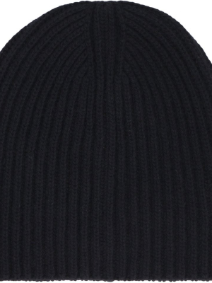 Prada Logo Patch Ribbed Beanie