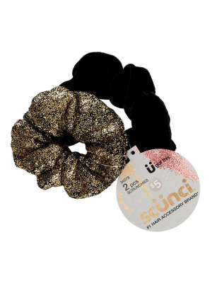 Scunci Scrunchie - Black/metallic - 2pk