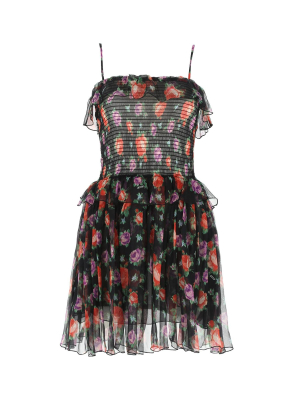 Msgm Floral Ruffled Mini Dress