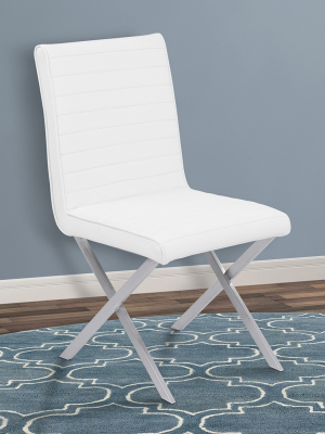 Set Of 2 Tempe Contemporary Dining Chair In White Faux Leather With Brushed Stainless Steel Finish - Armen Living