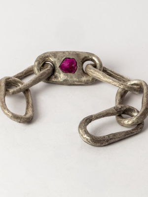 Roman Medium Link Bracelet W/ Medium Closed Link (ruby Slab, Da+rus)