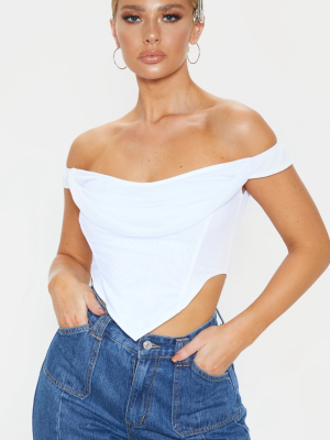 White Corset Mesh Bardot Top