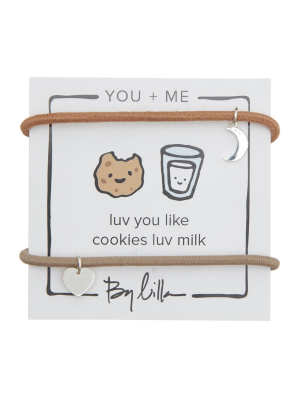 By Lilla You + Me "luv You Like Cookies Luv Milk" Hair Tie Bracelet