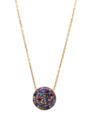 Sterling Pave Disc Disc Necklace