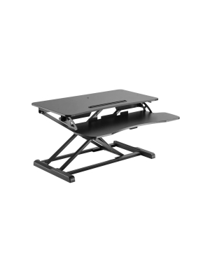 Monoprice Sit-stand Riser Workstation Desk Converter - Black (31.5 X 15.7in) Table Top For Single Display, Height Adjustable 4.2"-19.7" Max