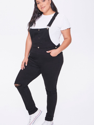 Plus Size Square-neck Overalls