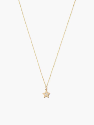 14k Gold Star Necklace With Diamond Inlay