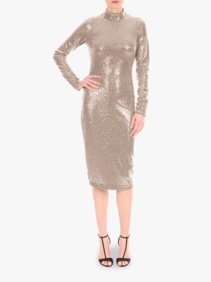 Mock Neck Sequin Dress