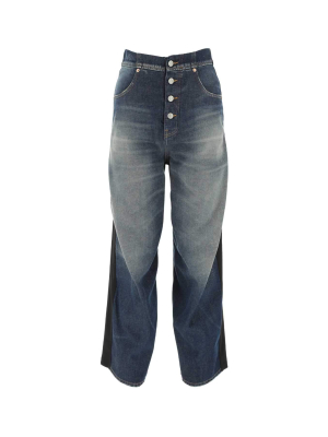 Mm6 Maison Margiela Two-tone Wide-leg Jeans