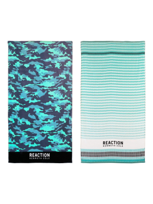 Kenneth Cole Reaction Camo/geo Teeth Bath Towel, Cotton-terry, Assorted, 36" X 68"