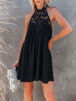 Keats Crochet Halter Mini Dress - Black - Final Sale