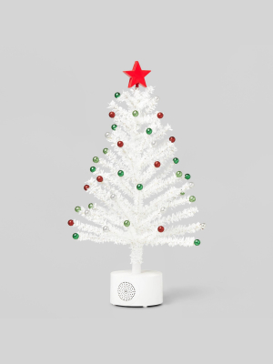 21in Rotating Tinsel Christmas Tree Decorative Figurine White - Wondershop™