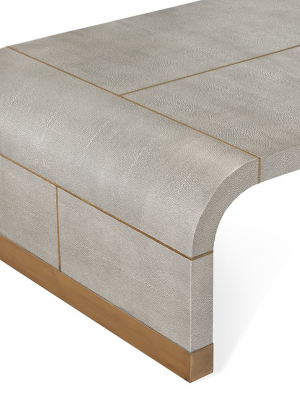 Interlude Home Sutherland Cocktail Table - Grey Shagreen & Brushed Brass