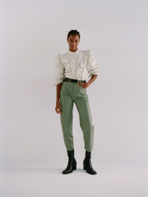 Leather Effect High Waist Pant